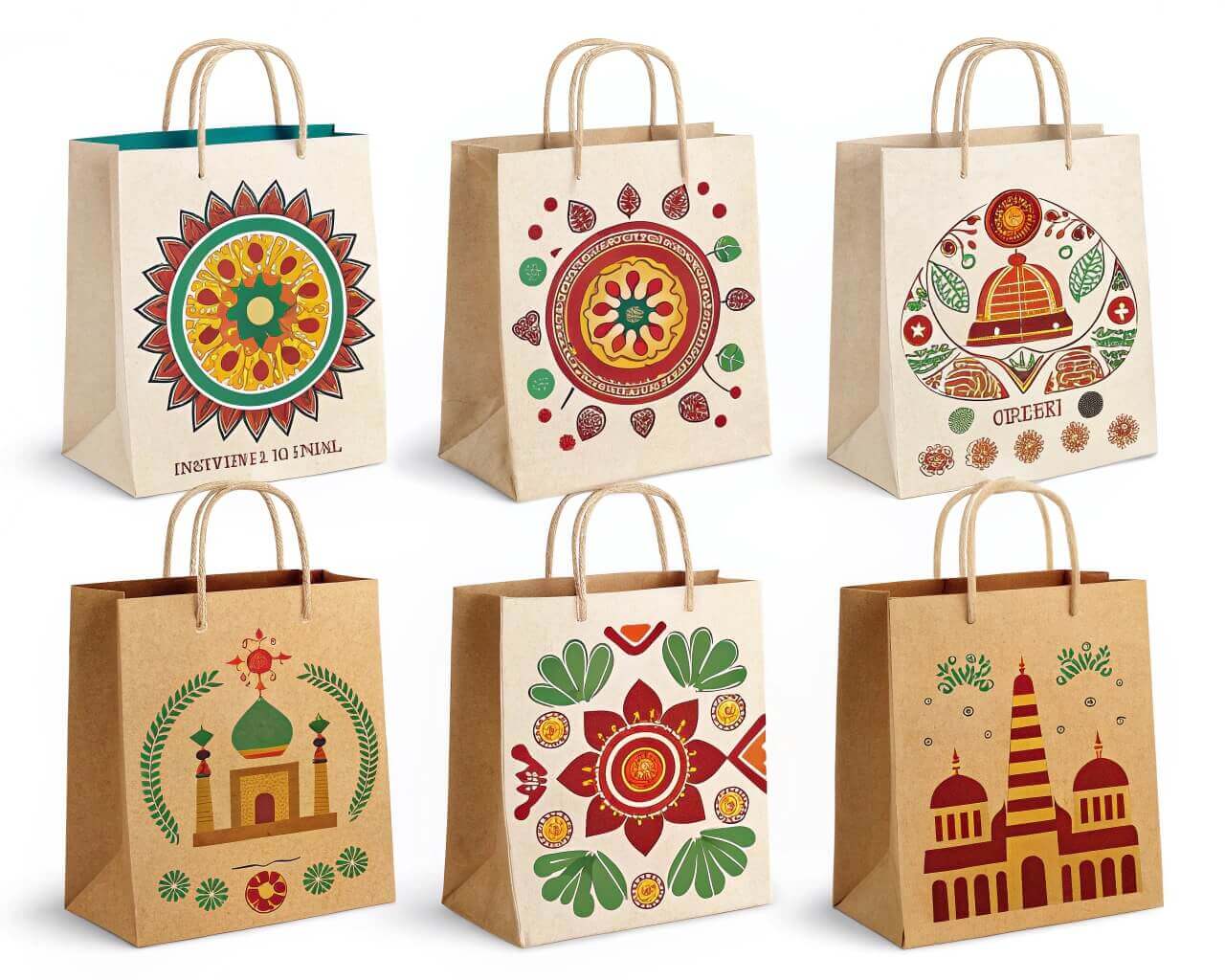 cultural symbols on paper bags